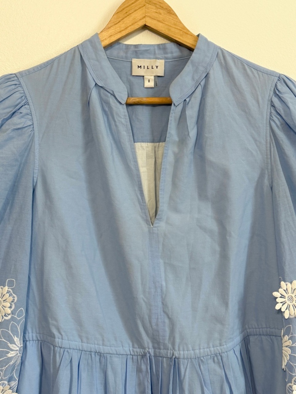 MILLY Elise 3D Cotton Embroidered Dress Size 8 - Picture 5 of 11